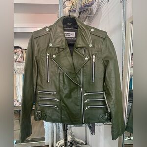 *SOLD* NWOT Leatherskin Custom Green Biker Jacket